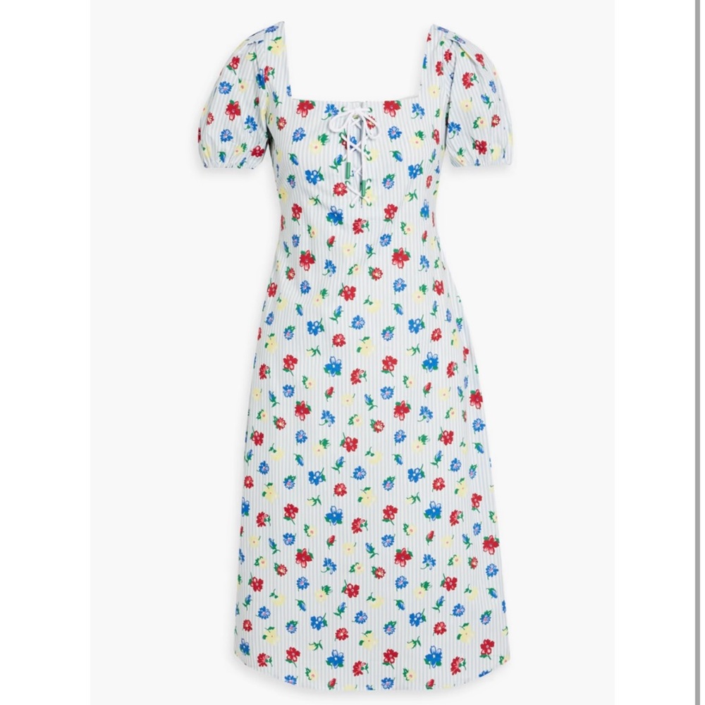 HVN Nadia Printed Cotton-Blend Poplin Dress